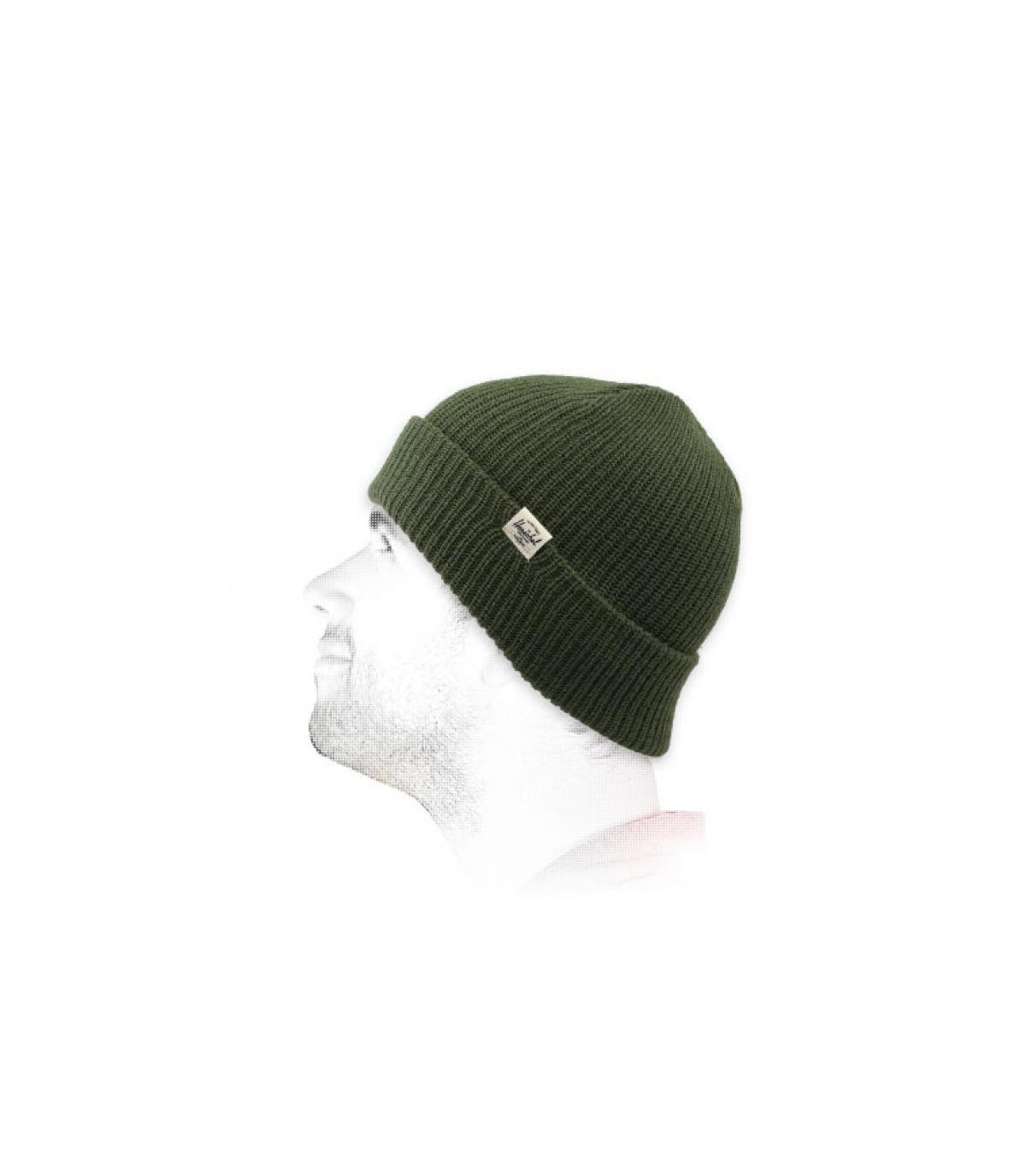 green cuffed beanie Herschel Quartz ivy green